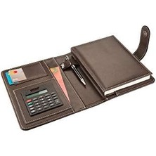 CINARSTORE 2k 4651 Ajanda Tarihsiz Çizgili 14 x 20 cm Ajanda/defter Hesap Makineli Deri Organizer, Kahverengi