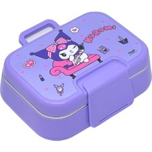 Bento 1030ML Lunchbox Lisanslı Tek Katlı 2 Bölmeli Paslanmaz Çelik Sefer Tası Yemek Kutu (Mor1)