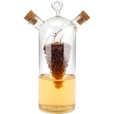 Wınakuı 2'si 1 Arada Zeytinyağı Sirke Sebili, Şeffaf Cam Sirke ve Yağ Şişeleri, Çift Dökme Ağzı Yağ Dağıtıcı Şişe Mutfak Pişirme Kabı Için