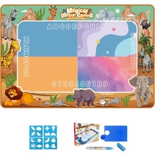 Sihirli Boyama Halısı, Hayvanlar Temalı,su Ile Boya 10 Dakika Sonra Tertemiz, Renkli Resim Boyama Kitabı Hediyeli, Geometrik Baskı ve Çizim Karoları Hediye, Su Kalemi Içinde Hediye (Hayvanlar)