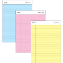 CINARSTORE A5 Boyut, 3 Farklı Renkli Legal Pad, Notluk, Notepad, Defter, Herbiri 50 Yaprak, Geniş Satır Aralığı, Okul, Iş ve Ofis Için, Türk Malı
