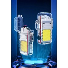 CINARSTORE Şarjlı Ark Alevli 800 Lümen Güçlü Çakmaklı Kamp Feneri Işığı Anahtarlık Taşınabilir Type-C 6888