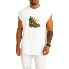 Bahriyeli Collection Oversize Hiking Beni Mutlu Ediyor - Dağcılık Göğüs Baskılı Atlet