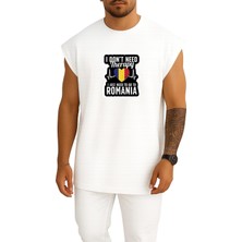 Bahriyeli Collection Oversize Terapiye Ihtiyacım Yok Romanyayı Gezmeliyim Göğüs Baskılı Atlet