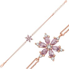 Gumush Hk Gümüş Kadın Bileklik Rose Lila Lotus Çiçeği |gümüş Takı Hediyelik Ürünler