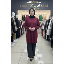 Tesettür Diyarı Büyük Beden Modal Kumaş Tunik- Bordo
