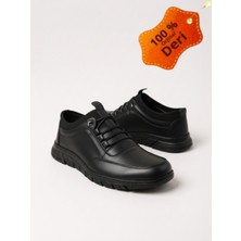 Magic Shoes Erkek Hakiki Deri Ultra Rahat Ortopedik Tabanlı Hafif Mevsimlik Siyah Günlük Ayakkabı