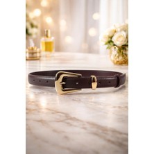 Williampolo Full Grain Deri Gold Toka Kahverengi  Kadın Kemer