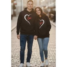 Gülseli Baskılı Kapüşonlu Şardonlu Sevgili Kombini Ikili Sweatshirt (S-M-L Beden Uyumludur.) P-00020128