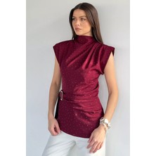 Gülseli Kadın Taşlı Kemer Detaylı Bluz P-00020100