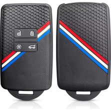 AutoHan Keys Austral Megane 4 Talisman Clio 5 Petek Desenli Anahtar Kılıfı Siyah Kırmızı Mavi Beyaz Şerit