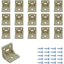 Mr.Bracket 15 Ad. Krem Plastik L Gönye Köşe Bağlantı Aparatı - Mobilya Dolap Raf Çekmece Sabitleme Birleştirme