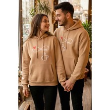 Gülseli Şardonlu Kapüşonlu Baskılı Sevgili Kombini Ikili Sweatshirt (S-M-L Beden Uyumludur.) P-00020125