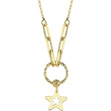 Hakan Mücevherat Yıldızlı Minimal 14 Ayar Altın Kolye