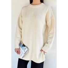 Gülseli Kadın Bisiklet Yaka Yırtmaçlı Triko Tunik P-00020086