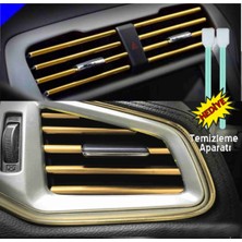 Sm Motors Premium Soyulmaz Araç Içi Klima Izgara Hava Çıkış Dekoratif Şerit 10 Adet- Gold