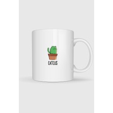 Bahriyeli Collection  Catcus - Kaktüs Kedi Baskılı Kupa Bardak