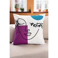 45X45 Özel Tasarım Panç Süzene Desen Dekoratif Kırlent Kılıfı Modern Beyaz 11