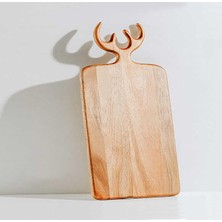 Ahşap Kesme Tahtası, Dekoratif Mutfak Sunum Tahtası (Geyik Dikdörtgen)