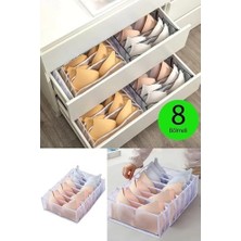 Şeffaf Sütyen Düzenleyici Çekmece Dolap Içi Organizer 8 Bölmeli (36 x 29 x 12 Cm)
