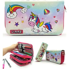 CINARSTORE Şeker Temalı Modelist Kalem Kutusu Kalemkutu Vegan Deri Üç Bölmeli Kalemlik