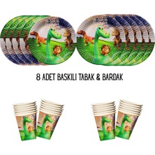 The Good Dinosaur Iyi Bir Dinozor Tema Uyumlu Baskılı 8 Kişilik Tabak , Bardak Doğum Günü Set