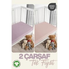 %100 Pamuk Organik 2'li Lastikli Bebek Çarşafı - 2'li Set -70X110/120 +30 cm