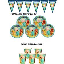 Cocomelon Coco 32 Kişilik Tabak , Bardak , Flama Bayrak Doğum Günü Set