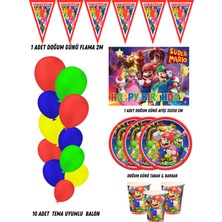Süper Mario 8 Kişilik Doğum Günü Parti Malzemeleri Süsleri