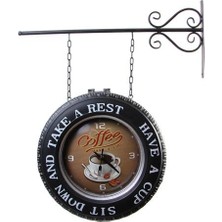 Avensyy Dekoratif Coffee Temalı Gar Saati Pano Drink Temalı Vintage