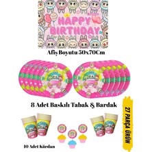 Labubu Lafufu Temalı Doğum Günü Tabak , Bardak , Afiş Seti