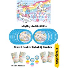 Cinnamoroll Cinnamoron Sanrio Temalı Doğum Günü Tabak , Bardak , Afiş Seti