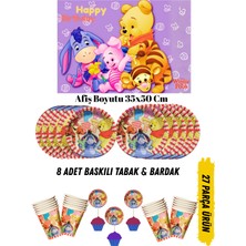Winnie The Pooh Temalı Doğum Günü Tabak , Bardak , Afiş Seti 35X50