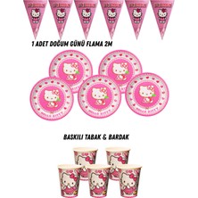 Hello Kitty 24 Kişilik Tabak , Bardak , Flama Bayrak Doğum Günü Set