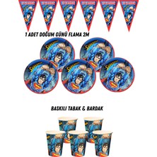 Süpermen Superman 32 Kişilik Tabak , Bardak , Flama Bayrak Doğum Günü Set