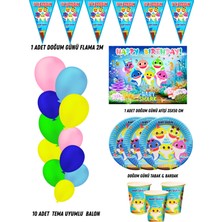 Baby Shark 8 Kişilik Doğum Günü Parti Malzemeleri Süsleri