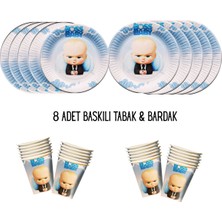 Tema Uyumlu Baskılı 8 Kişilik Tabak , Bardak Doğum Günü Set