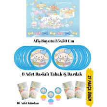 Cinnamoroll Cinnamoron Sanrio Temalı Doğum Günü Tabak , Bardak , Afiş Seti