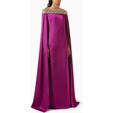 21SIX Kadın Ipek Saten Meliora Pelerin Elbise