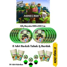 Minecraft Temalı Doğum Günü Tabak , Bardak , Afiş Seti