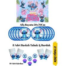 Stitch Lilo Stiç Angel Temalı Doğum Günü Tabak , Bardak , Afiş Seti