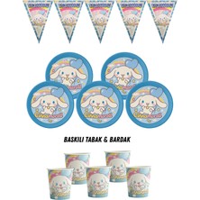 Cinnamoroll Cinnamoron 16 Kişilik Tabak , Bardak , Flama Bayrak Doğum Günü Set
