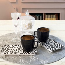 CINARSTORE Leopar Doğaltaş Kahve Sunum Seti 4 Parça 2 Kişilik 19297