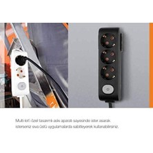 CINARSTORE 2 Li Siyah Anahtarlı Çocuk Korumalı Grup Priz 5 mt