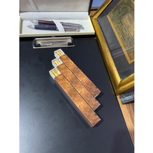 FireRoy Dekoratif Şömine Kibriti Uzun Kahverengi Altın Varak Desenli 3’lü Set