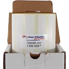 CINARSTORE Hazır Al Hızlı Al Kuşe Etiket 100MM x 30MM Ruloda 1500 Adet 40MM Çapında Baskısız Barkod Yazıcı Etiketi