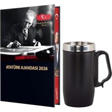 CINARSTORE 2026 Atatürk Ciltli Ajanda ve Kulplu Termos Bardak