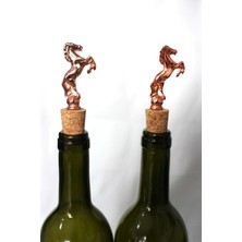 Rose Şahlanan At Figürlü 2 Adet Mantar Tıpa - Şarap Yağdanlık Şişe