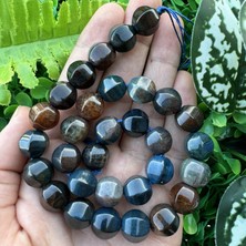 Dilim Kesim Kızıl Kahve-Mavi Akik Taşı 11 mm