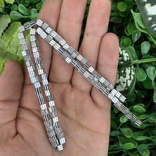 Çizgili Küp Gümüş Hematit Taşı 4mm